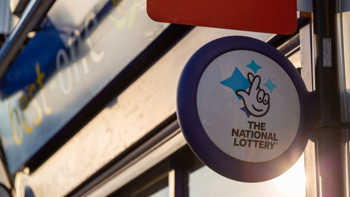 National Lottery sign on shop