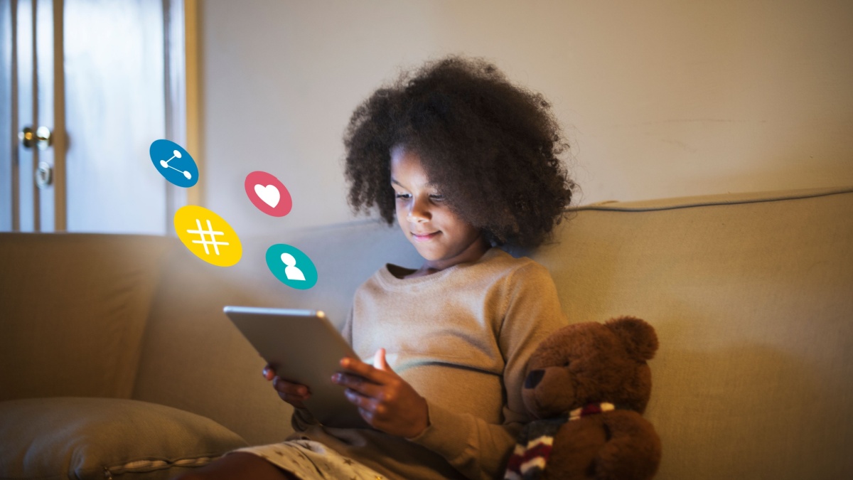 Child scrolling social media