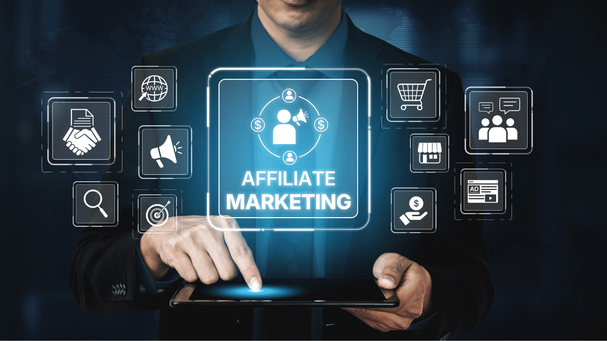 Man choosing affiliate marketing widgets